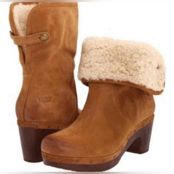 UGG Women's Lynnea Shearling Ankle Clog Boots Sheepskin Fold-Over Lining Size 10 - Picture 16 of 16